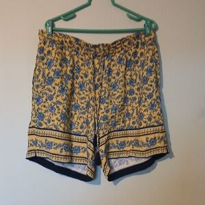 J. Jill Blue and Yellow Patterned Women's Bermuda Shorts Size XL